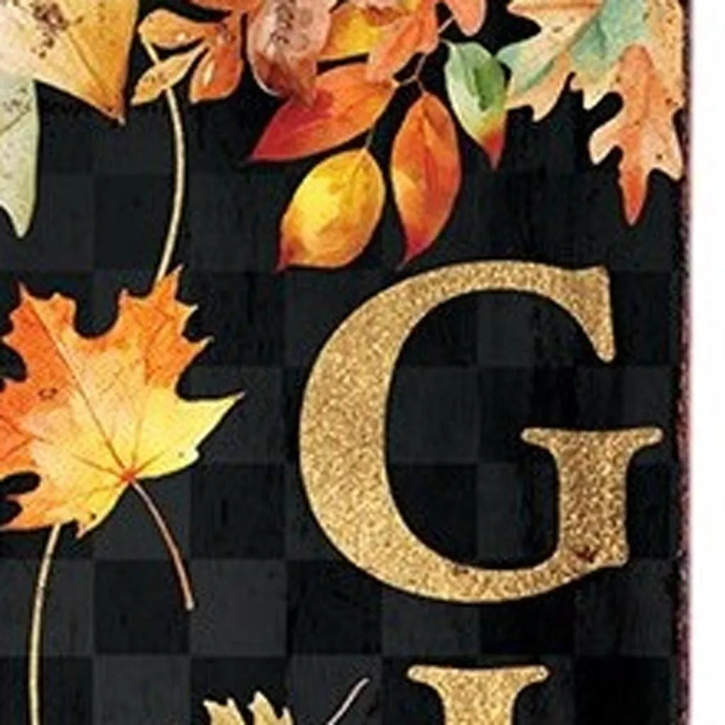 HMS 36\" Solid Wood Thanksgiving Autumn Leaves Porch Sign Black and Orange for Yard & Lawn