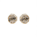 Ling Luxury Yellow Geometric Stud Earrings 18K Gold Plated & Filled Crystal Rhinestone Bezel Setting Unisex Everyday Wear