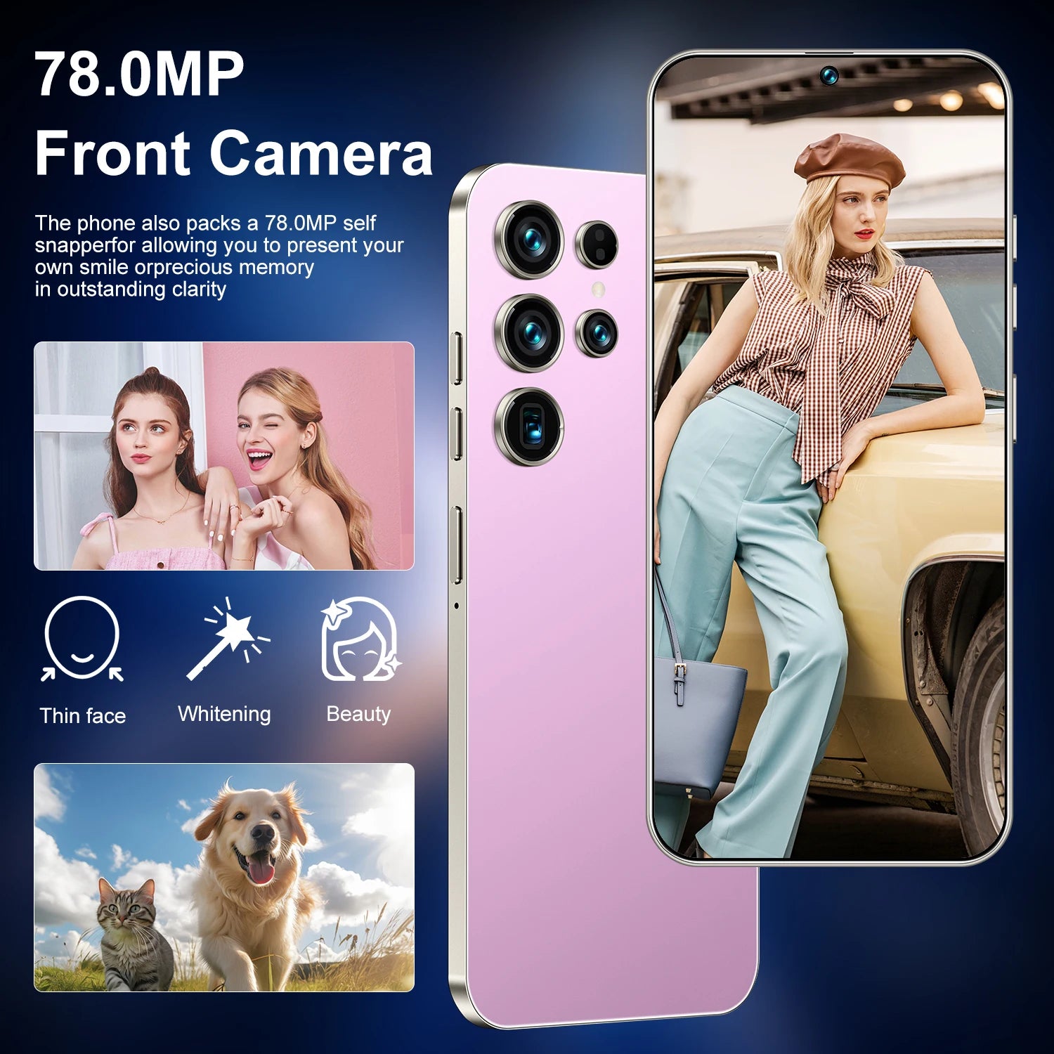 Hot Sale S26 Ultra 5G Smartphone 22GB+2TB Android 14 7.3 Inch HD Face Unlock Deca Core 144Hz 108MP Rear Camera French/Spanish