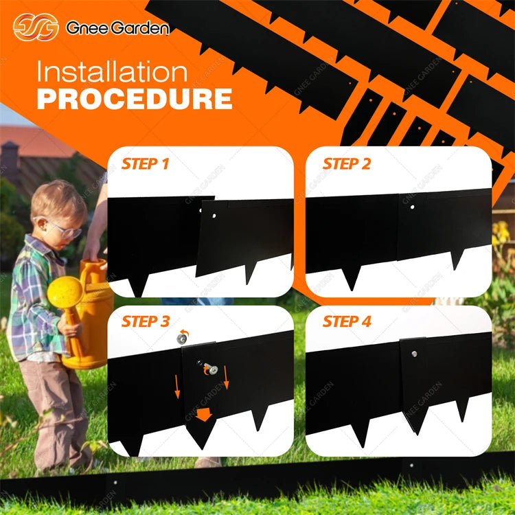 Heavy Duty Black/Rust-Tone Steel Landscape Edging Inch 6-Pack, Corrosion-Resistant for Flower Bed/Yard/Pathway