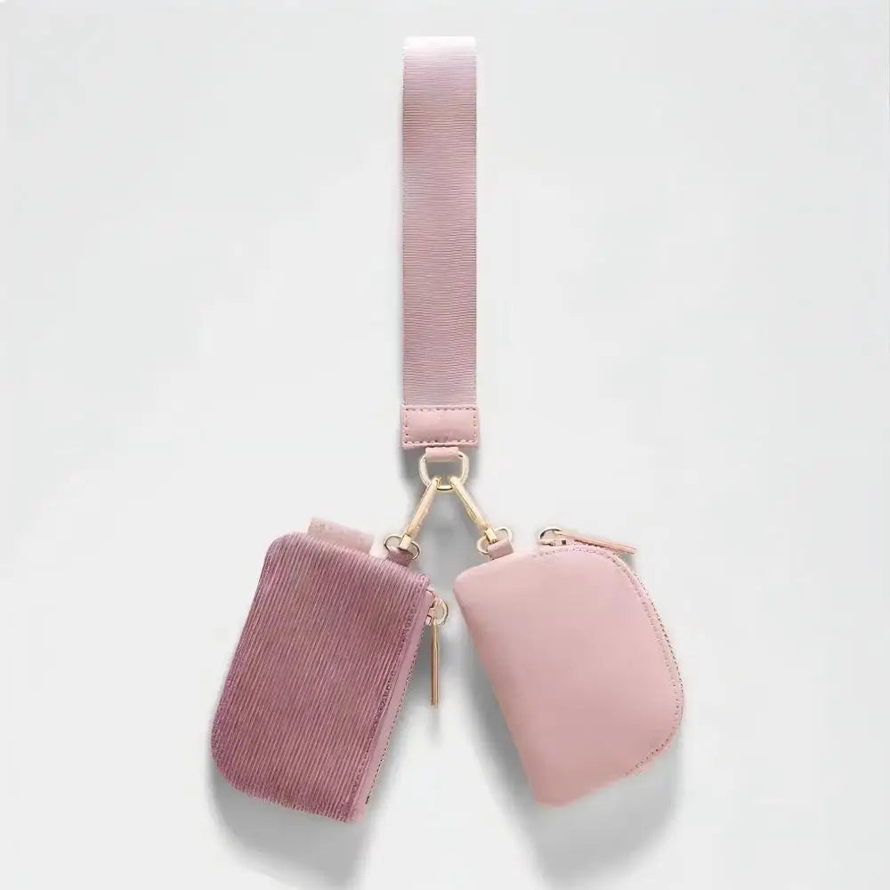 Fashion Nylon Wristlet Keychain Wallet Multifunctional Mini Coin Purse with Zipper for Travel Shopping and Weekend Outings