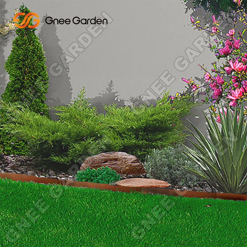 Heavy Duty Black/Rust-Tone Steel Landscape Edging Inch 6-Pack, Corrosion-Resistant for Flower Bed/Yard/Pathway