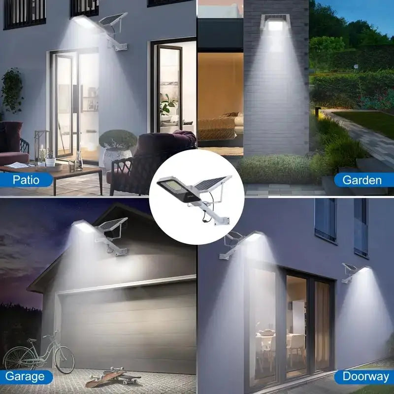 Solar-Powered LED Street Light IP65 6000mAh Rechargeable Battery 360 LED Panels Durable Aluminum Alloy Semi-Flush Outdoor Lamp