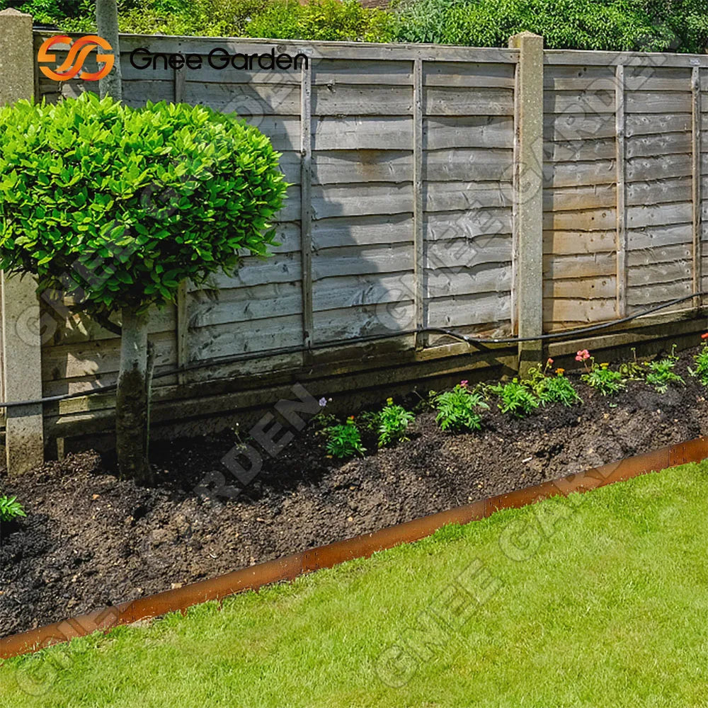 Heavy Duty Black/Rust-Tone Steel Landscape Edging Inch 6-Pack, Corrosion-Resistant for Flower Bed/Yard/Pathway
