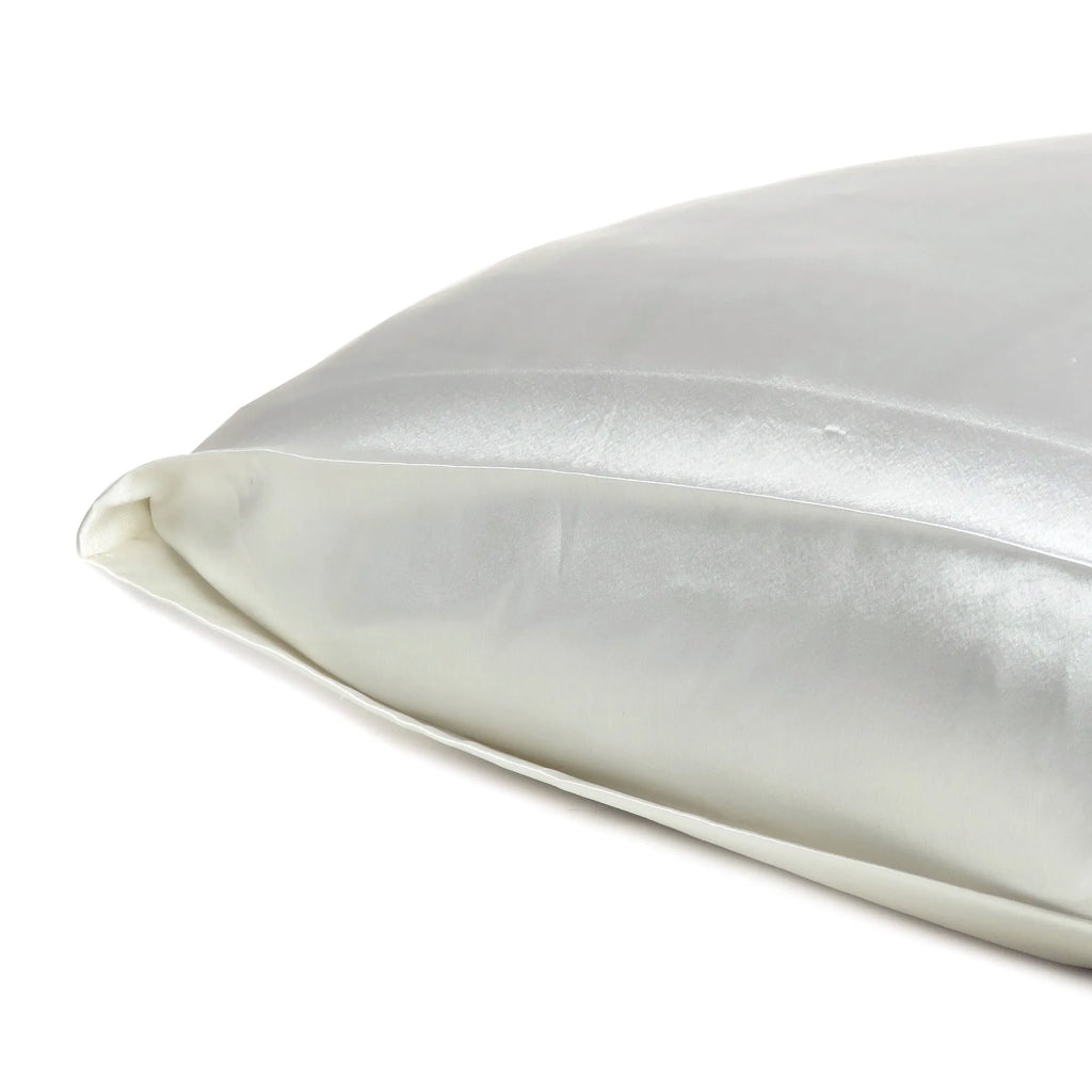 HMS White Dreamy Set 2 Silky Satin Standard Pillowcases Comfortable Breathable PJ Elastic Waist Custom for Home Night Time
