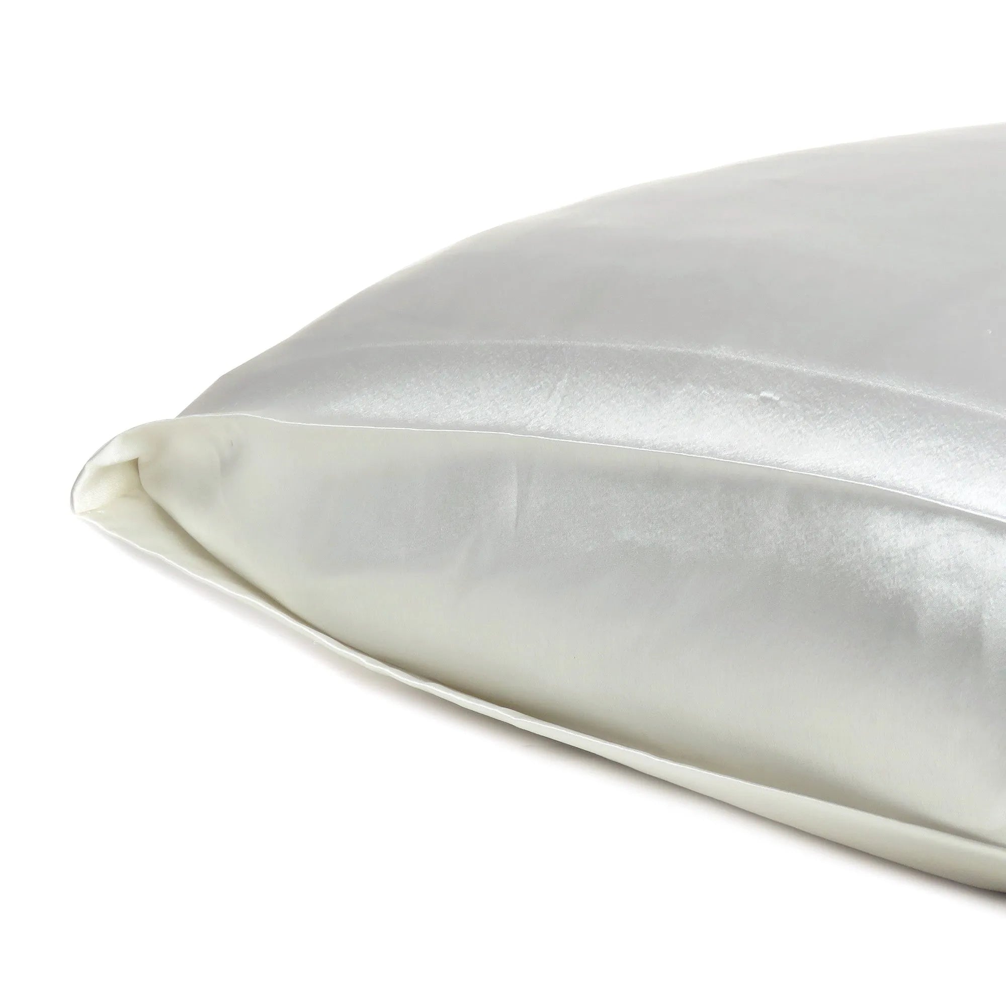 HMS White Dreamy Set 2 Silky Satin Standard Pillowcases Comfortable Breathable PJ Elastic Waist Custom for Home Night Time