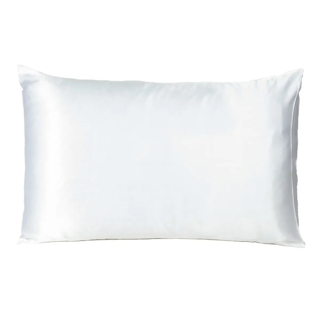 HMS White Dreamy Set 2 Silky Satin Standard Pillowcases Comfortable Breathable PJ Elastic Waist Custom for Home Night Time
