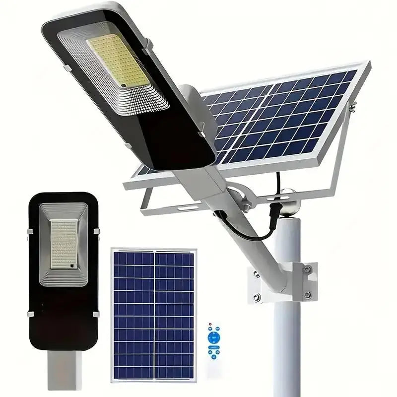 Solar-Powered LED Street Light IP65 6000mAh Rechargeable Battery 360 LED Panels Durable Aluminum Alloy Semi-Flush Outdoor Lamp