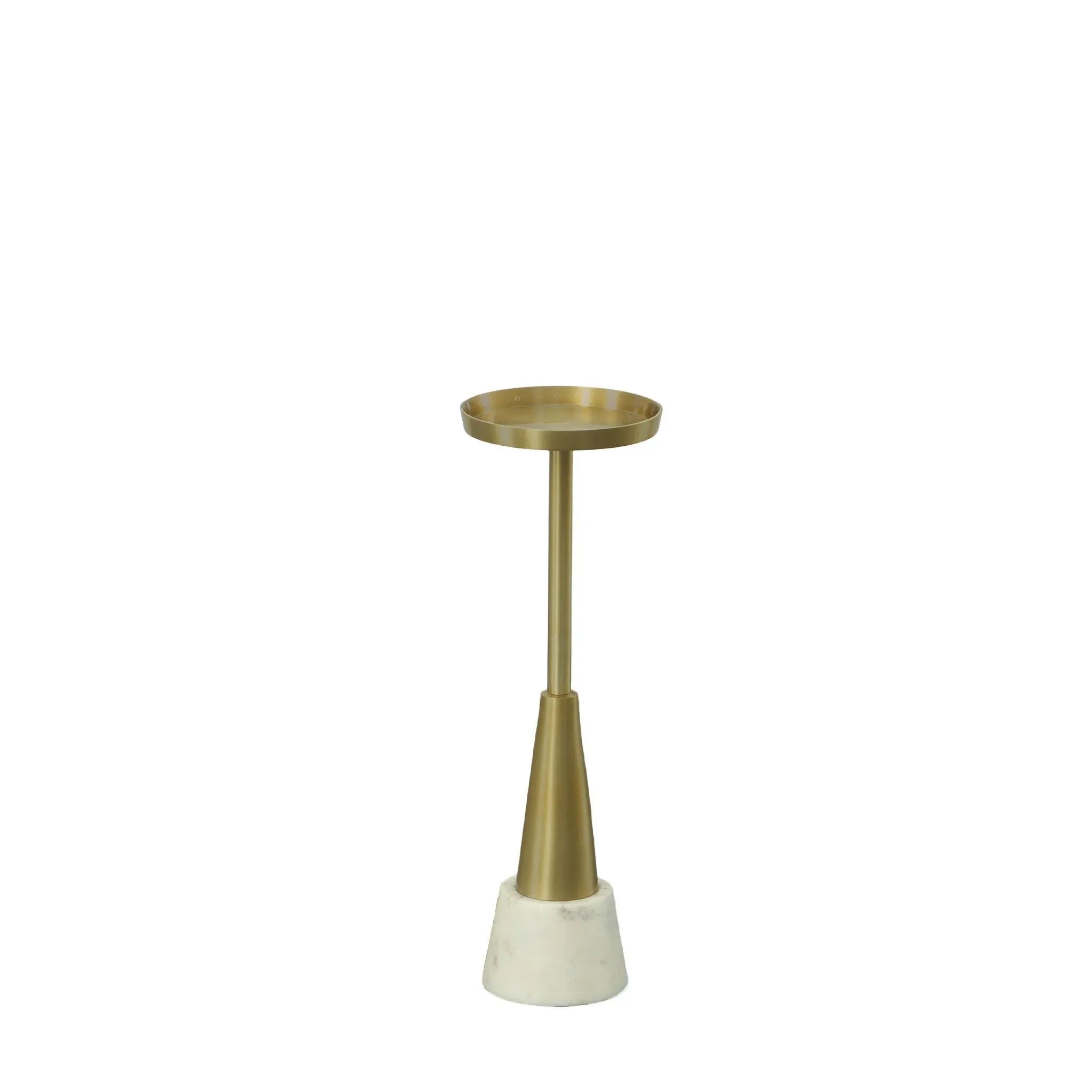 HMS 24\" Gold and White Metal Round Pedestal End Table for Living Room or Home Office Elegant Coffee Tables Furniture