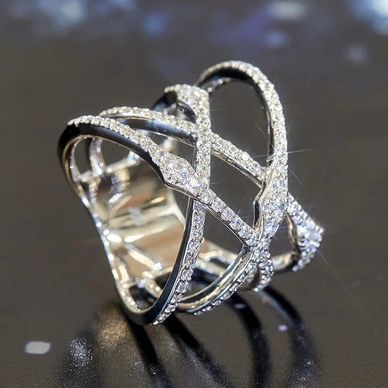 Q891 Women's White Gold Diamond Ring Round Brilliant Cut Natural D Color Luxury Engagement Jewelry