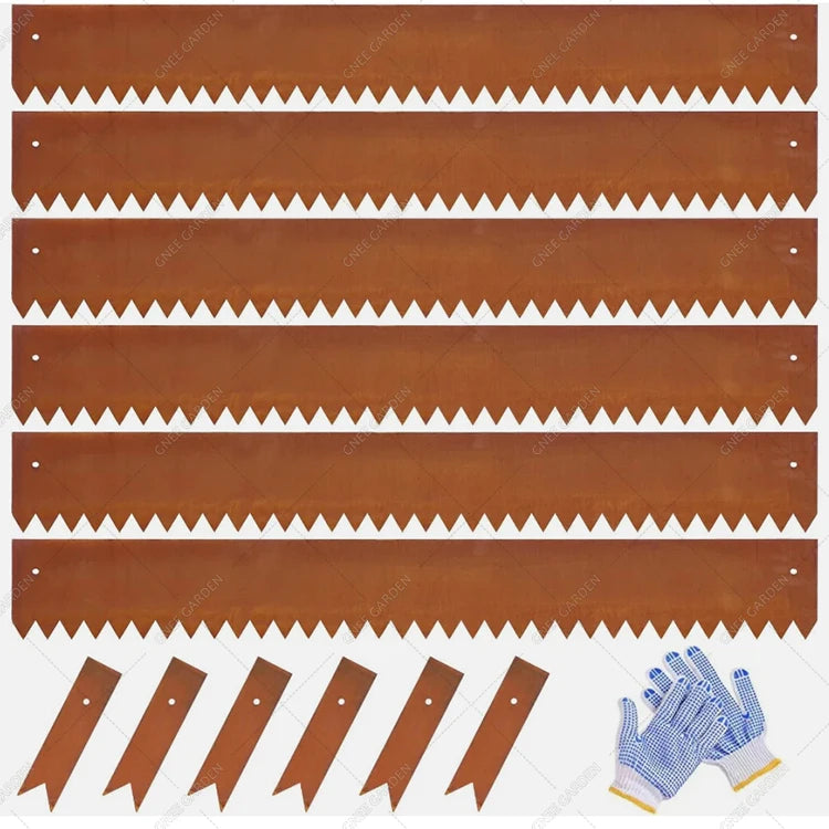 Heavy Duty Black/Rust-Tone Steel Landscape Edging Inch 6-Pack, Corrosion-Resistant for Flower Bed/Yard/Pathway