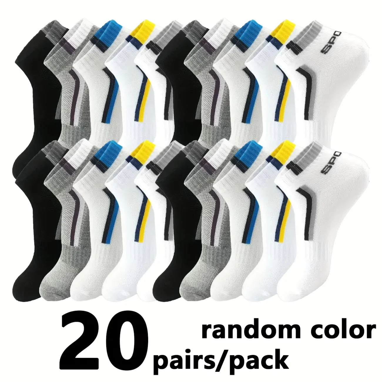 30Pairs Men Socks Mesh Breathable Short Casual Socks Color-block Sports Sock Sports Socks Absorb Sweat Ankle