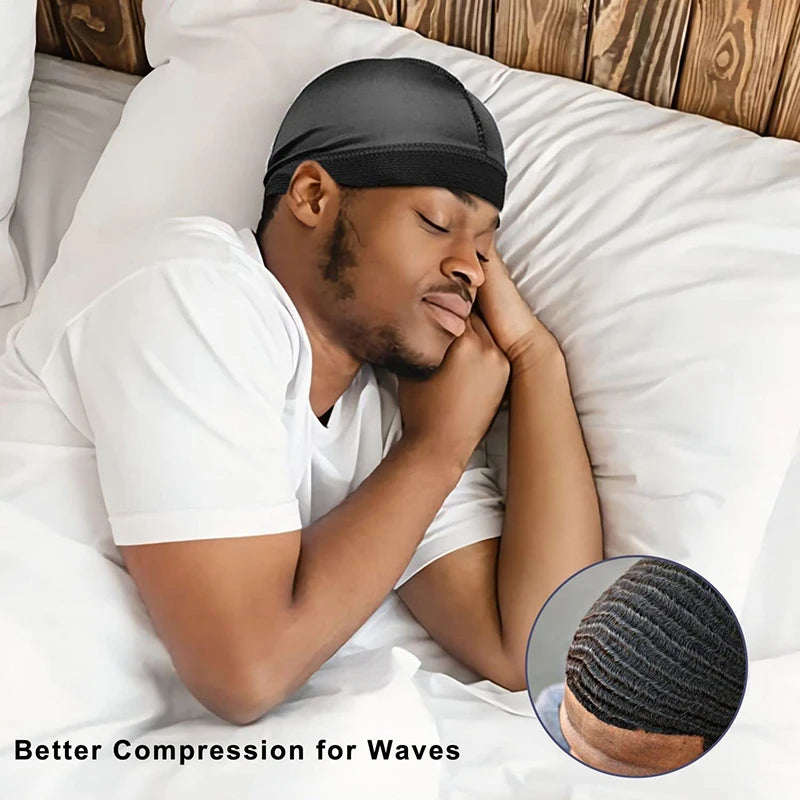 3PCS/LOT Women Men Silky Durag Long Tail Pirate Hat Elastic Bonnet Turban Dome Cap Unisex Bandanas Sleeping Shower Cap Head Wrap
