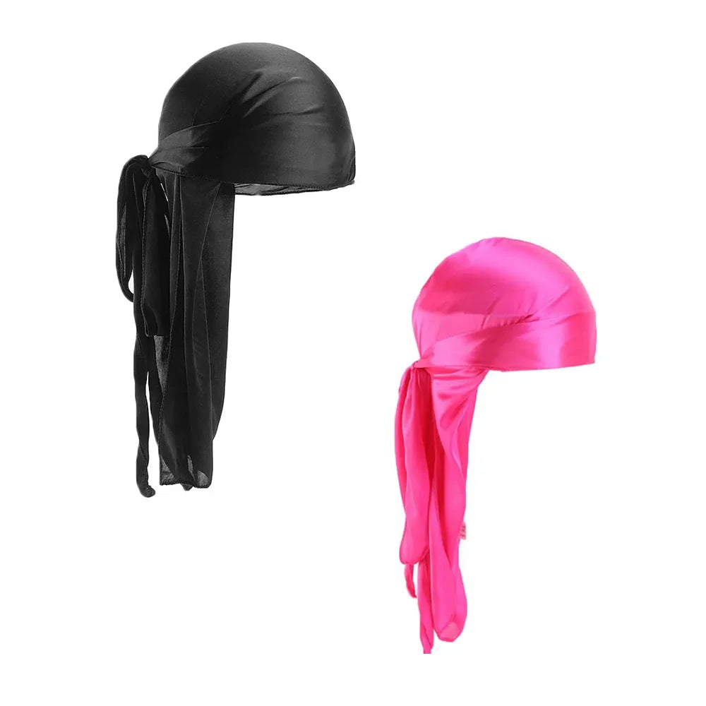 2-Pack Durag Pirate Hat - Soft, Fragrance-Free, 360 Waves, Extra Long Tail for Maximum Comfort and Style