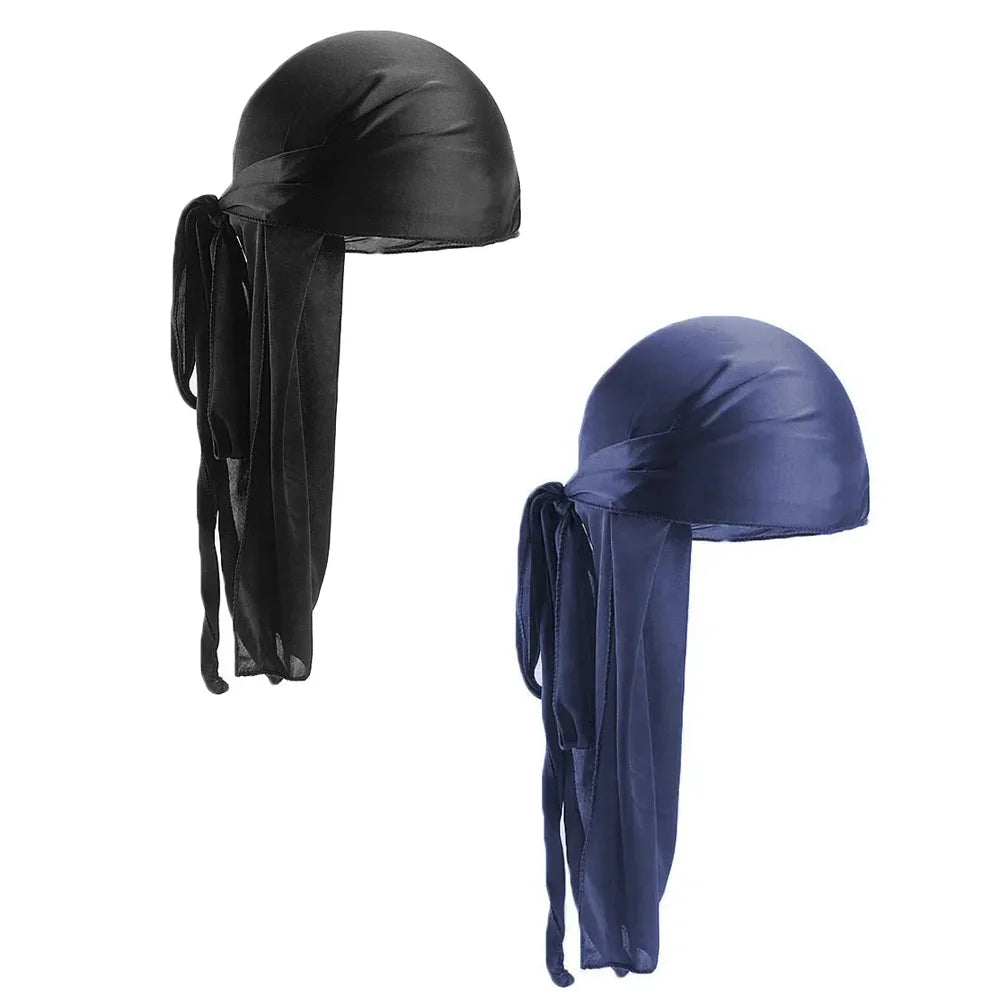 2-Pack Durag Pirate Hat - Soft, Fragrance-Free, 360 Waves, Extra Long Tail for Maximum Comfort and Style