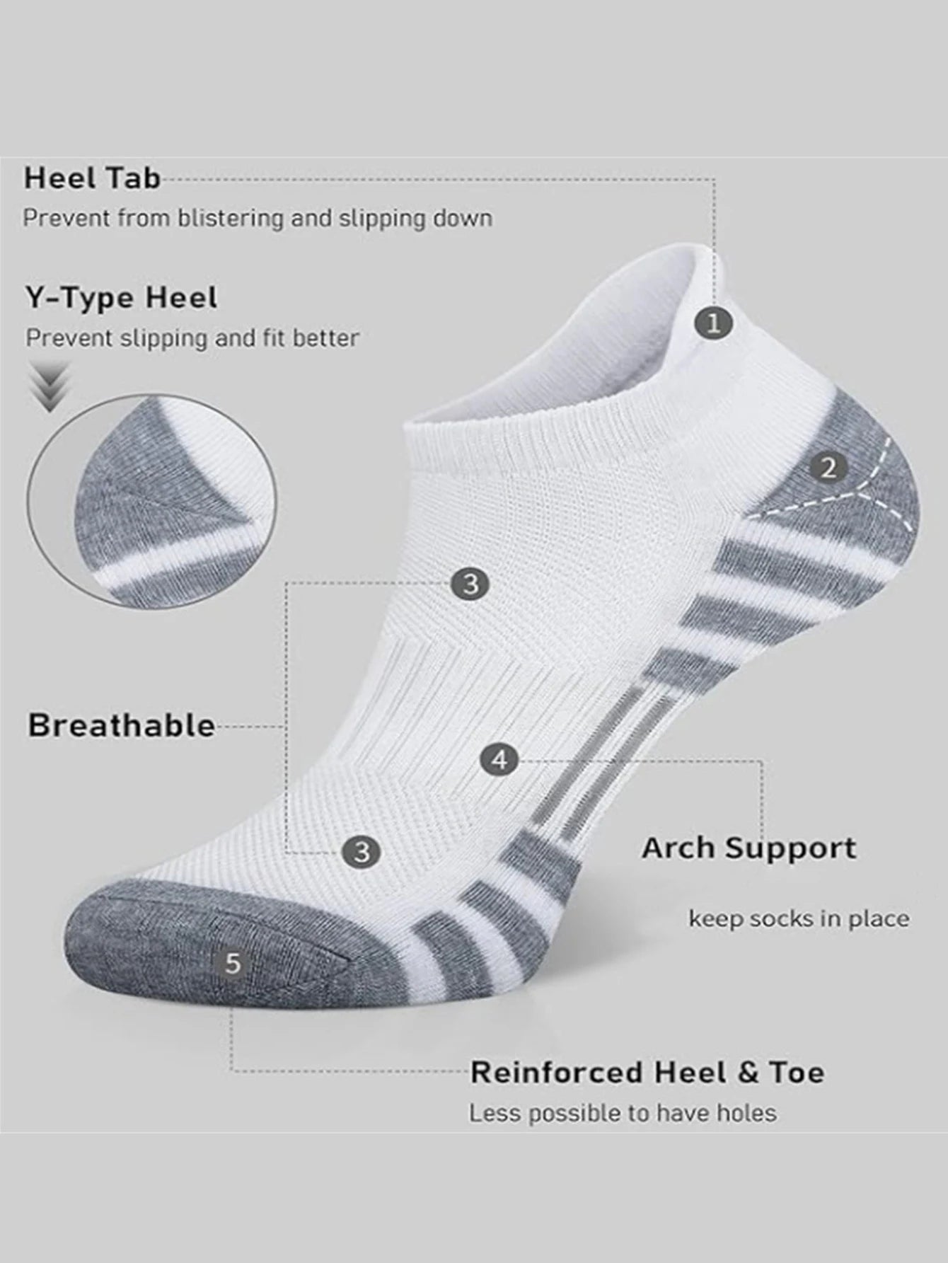 6/24Pairs Ankle Athletic Running Socks Cushioned Breathable Low Cut Sports Tab Socks For Men And Women