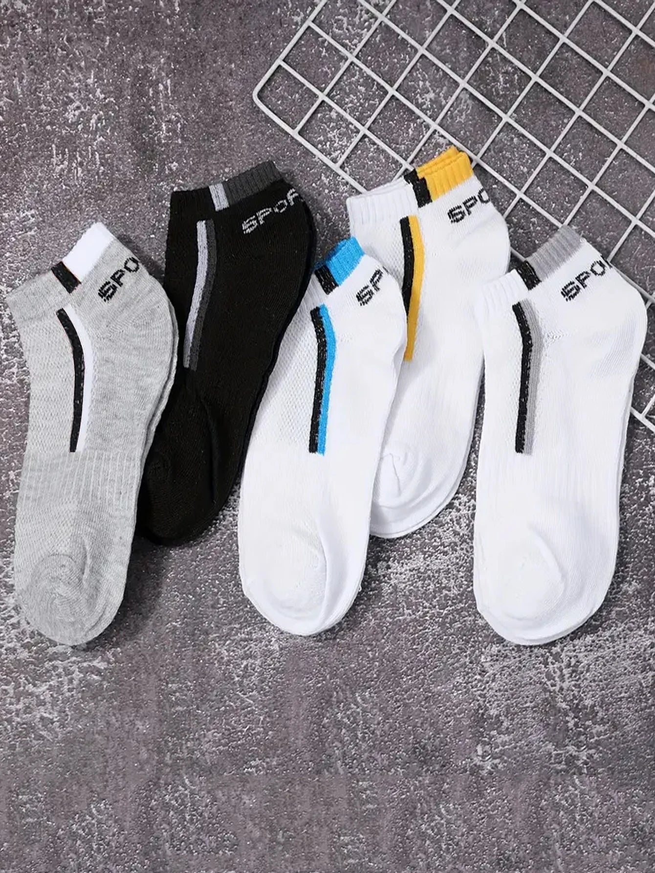 30Pairs Men Socks Mesh Breathable Short Casual Socks Color-block Sports Sock Sports Socks Absorb Sweat Ankle