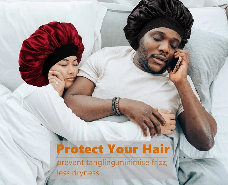 3PCS/LOT Women Men Silky Durag Long Tail Pirate Hat Elastic Bonnet Turban Dome Cap Unisex Bandanas Sleeping Shower Cap Head Wrap