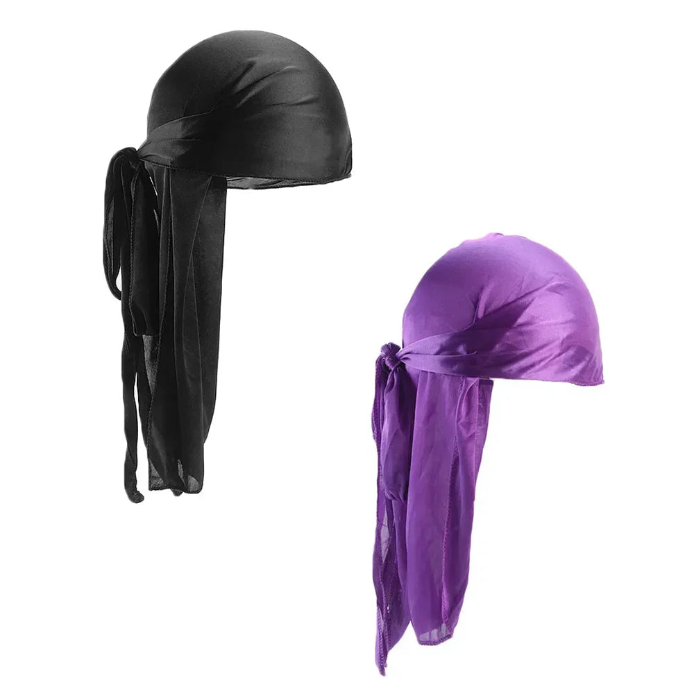 2-Pack Durag Pirate Hat - Soft, Fragrance-Free, 360 Waves, Extra Long Tail for Maximum Comfort and Style
