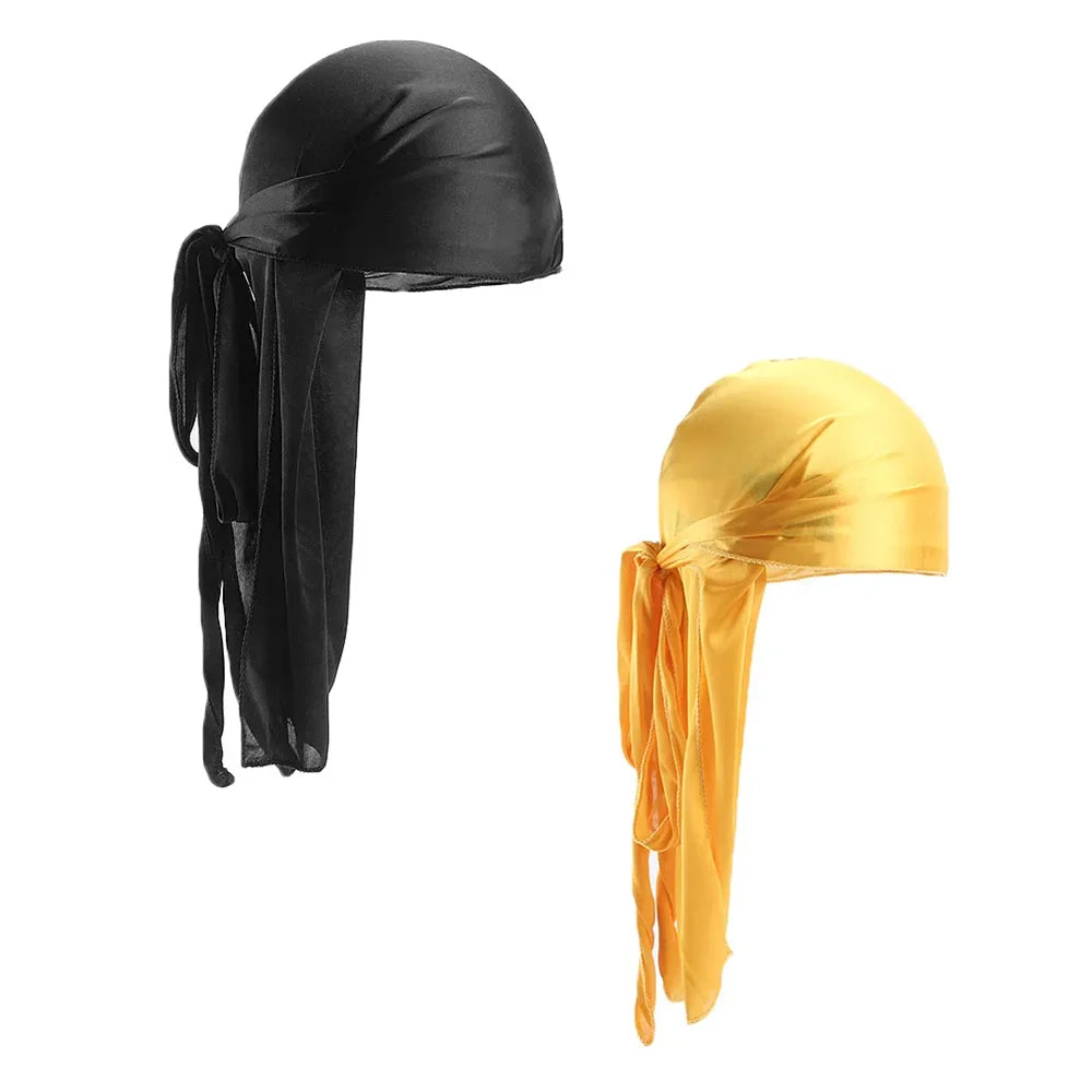 2-Pack Durag Pirate Hat - Soft, Fragrance-Free, 360 Waves, Extra Long Tail for Maximum Comfort and Style