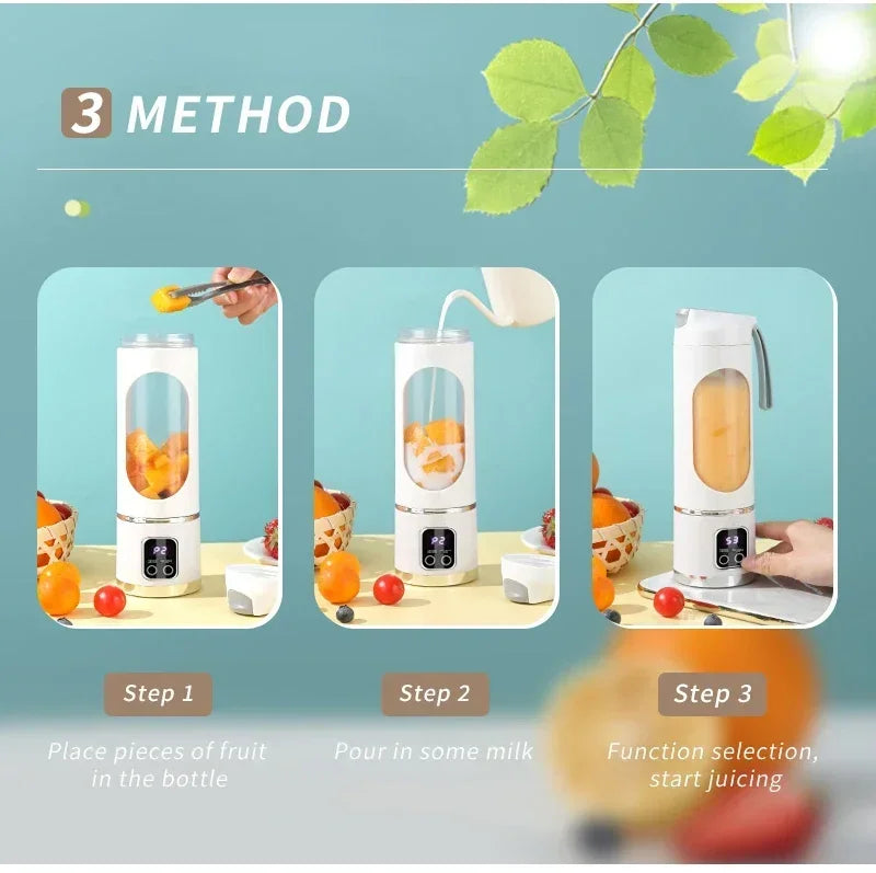 blender juicer Portable Electric Juicer 450ml 8 Blades Travel Juicer Machine Chargeable Shakes Smoothie Blenders Fresh Juice Cup