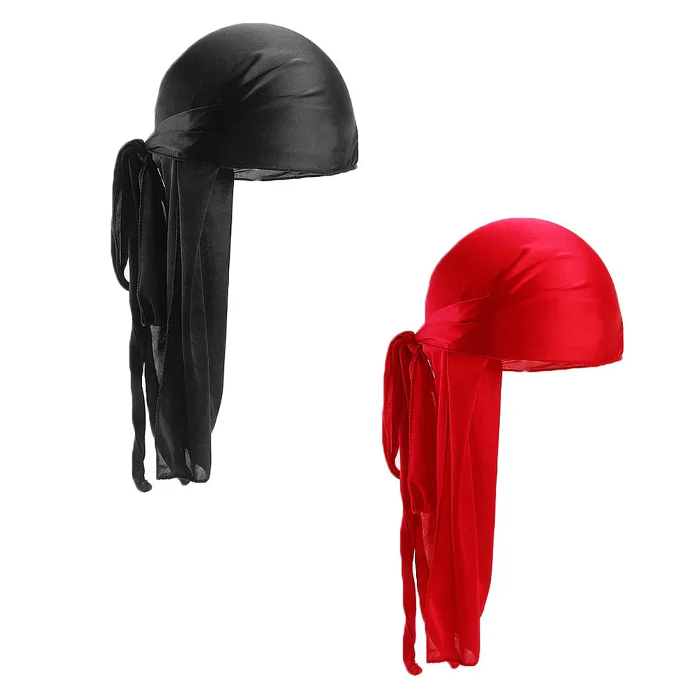 2-Pack Durag Pirate Hat - Soft, Fragrance-Free, 360 Waves, Extra Long Tail for Maximum Comfort and Style