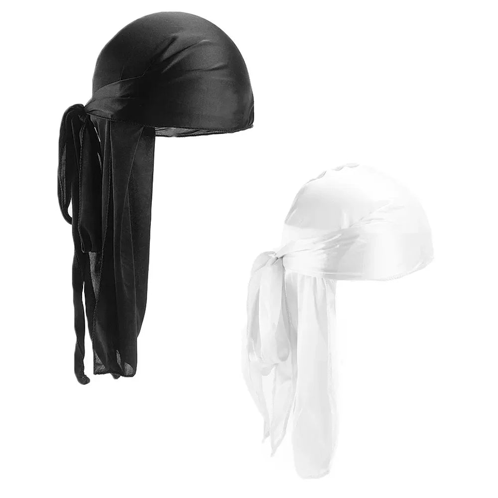 2-Pack Durag Pirate Hat - Soft, Fragrance-Free, 360 Waves, Extra Long Tail for Maximum Comfort and Style